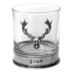 English Pewter Stag Whisky Glass Tumbler