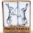 Pack of 2 Boxing Hares Handkerchiefs additional 2