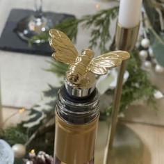 The Just Slate Company Gold Coloured Bee Bottle Stopper