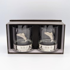 Pair of Salmon Pewter Whisky Glasses