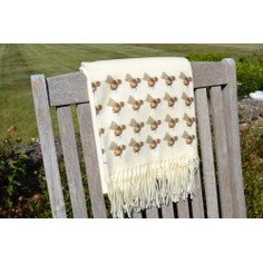 Cream Cashmere Blend Bees Scarf