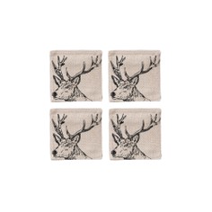 Set of 4 Stag Linen Coasters
