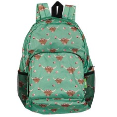 Eco Chic Green Floral Highland Cow Backpack