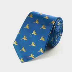 Fox and Chave Flying Pheasant - Royal Blue Silk Tie