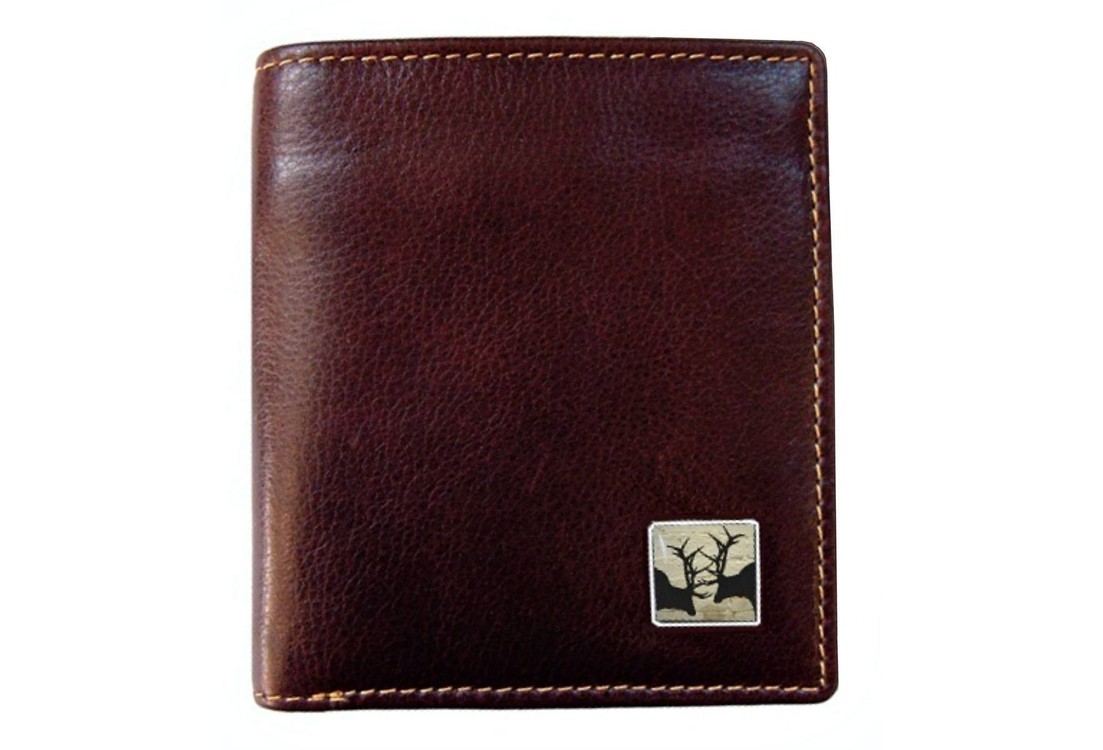 Brown Tyler and Tyler Mens Leather Rutting Stags Jeans Wallet 