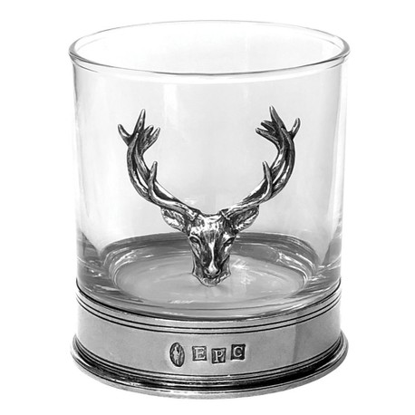 English Pewter Stag Whisky Glass Tumbler