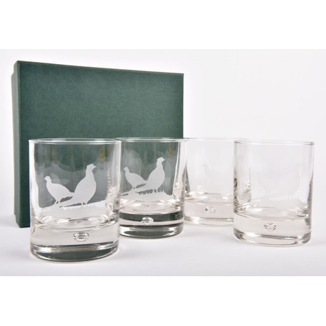 Set of 4 Pheasant Whisky Glass Tumblers