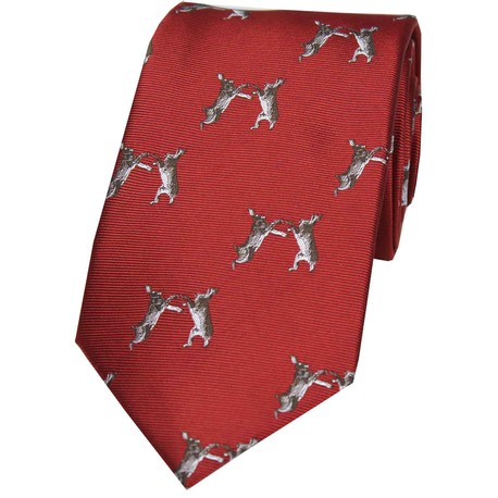 Soprano Red Boxing Hares Country Woven Silk Tie