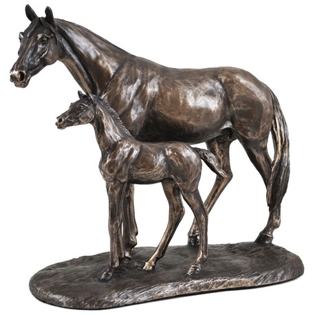 Mare and Foal Cold Cast Bronze Sculpture