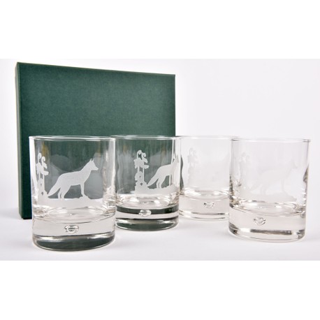Set of 4 Fox Whisky Glass Tumblers