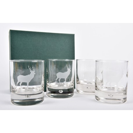 Set of 4 Stag Whisky Glass Tumblers