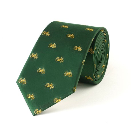 Fox and Chave Tractors Green Silk Tie