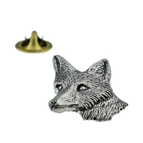 Fox Head Pewter Lapel Pin Badge