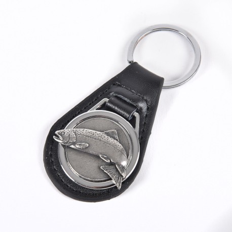 Leather Keyring with Pewter Trout