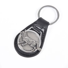 Leather Keyring with Pewter Fox