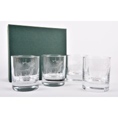 Set of 4 Red Deer Stag Whisky Glasses