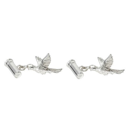 Sterling Silver Cartridge and Pheasant Cufflinks