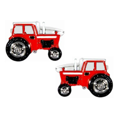 Red Tractor Rhodium Plated Cufflinks