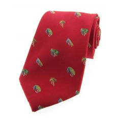 Soprano Red Luxury Silk Tie With Fly Fishing Hook Design