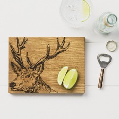 Scottish Oak Stag Cutting Board & Bottle Opener Set