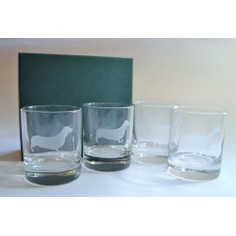Set of 4 Dachshund Whisky Glass Tumblers