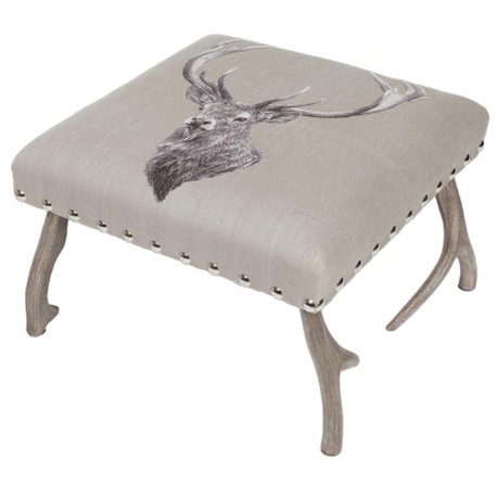 Hines of Oxford Country Linen Stag Antler Stool