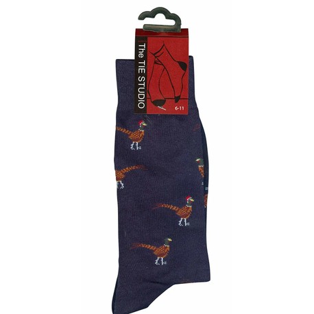Navy Blue Pheasant Socks