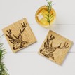 Scottish Made Oak Set of 2 Stag Coasters additional 1