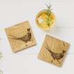 Scottish Made Oak Set of 2 Pheasant Coasters additional 1