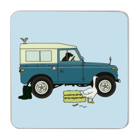 Emma Lawrence Blue Land Rover Defender Coaster