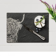The Just Slate Company Highland Cow Cheese Board & Knife Set