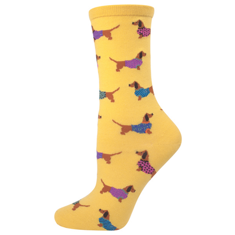Ladies Mustard/Yellow Dachshund Socks