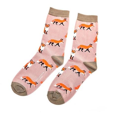 Ladies Dusky Pink Foxes Socks