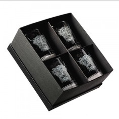 Just Slate Etched Highland Cow Whisky Glass Tumbler Gift Set (Set of 4)