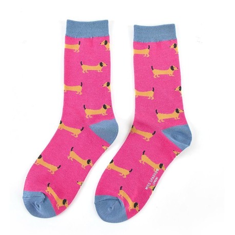 Ladies Hot Pink Dachshund Socks
