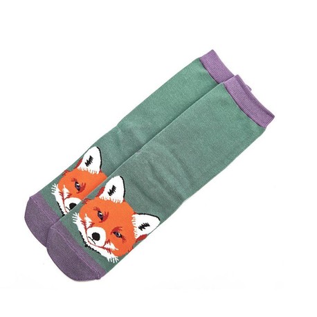 Ladies Green Fox Face Socks