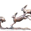 Limited Edition - Small Hares Running Bronze Sculpture additional 1