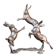 Limited Edition - Medium Hares Playing Bronze Sculpture