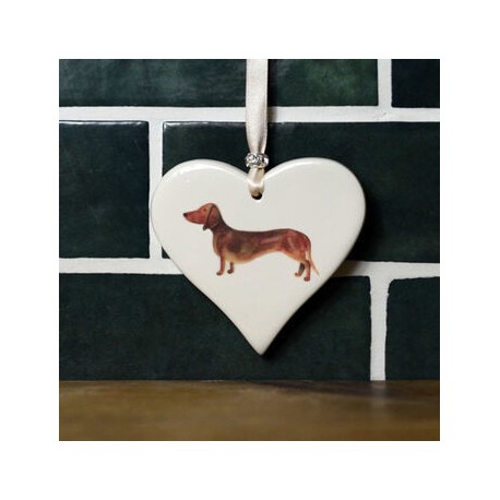 Dachshund Smooth Haired Brown Hanging Heart