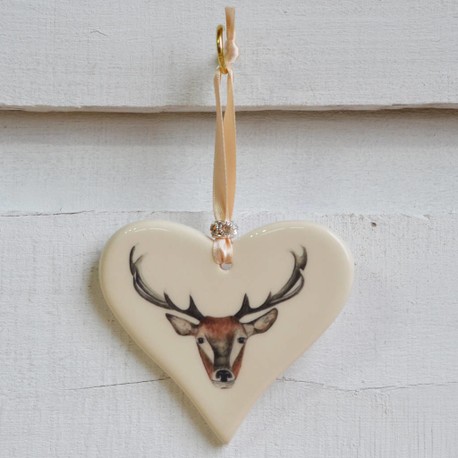 Ceramic Stag Hanging Heart