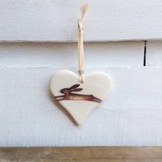 Leaping Hare Hanging Heart