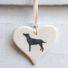 Black Labrador Dog Hanging Heart