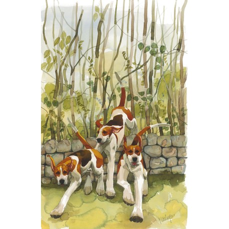 Mary Ann Rogers Limited Edition "Three Over" Hounds Print