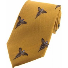 Soprano Gold Luxury Silk Tie With Flying Pheasant Design