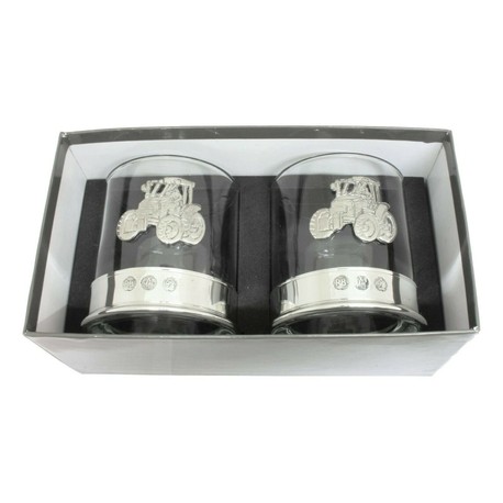 Pair of Tractor Pewter Whisky Glasses