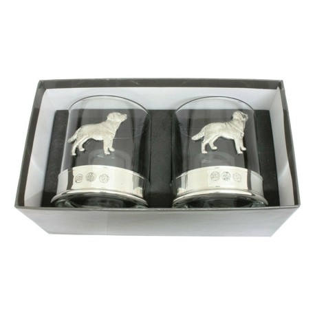 Pair of Labrador Pewter Whisky Glass Tumblers