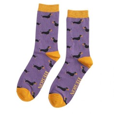 Men's Dachshund Socks in Purple
