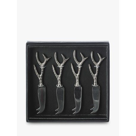 The Just Slate Company Set of 4 Mini Stag Antler Cheese Knives