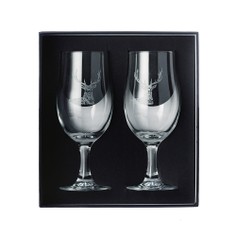 The Just Slate Company Set of 2 Engraved Stag Craft Beer Glasses