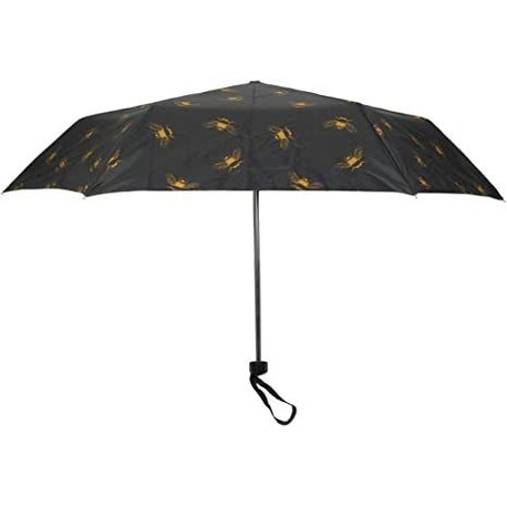 Black & Gold Bee Print Compact Umbrella